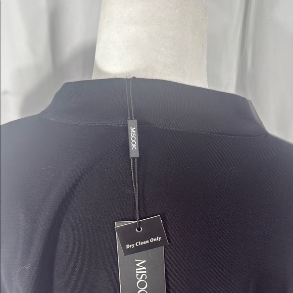MISOOK BLACK SHIFT DRESS LEATHER TRIM ZIPPER PM NWT - Picture 9 of 11